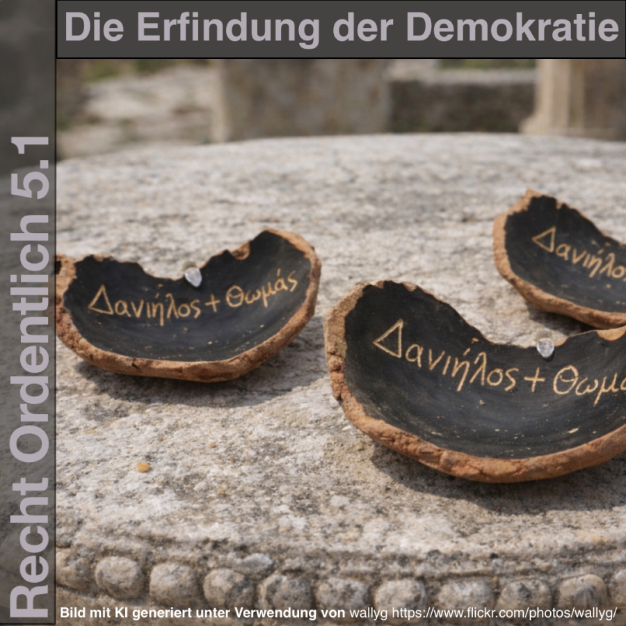 Scherben mit Namen auf einer steinernen Platte.